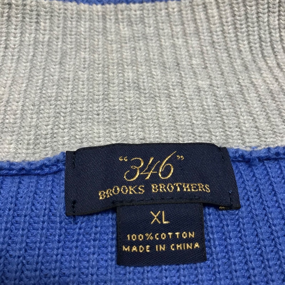 346 Brooks Brothers 1/4 Zip Sweater Mens Size XL Blue Preppy Golf Quarter Zip - Picture 5 of 9